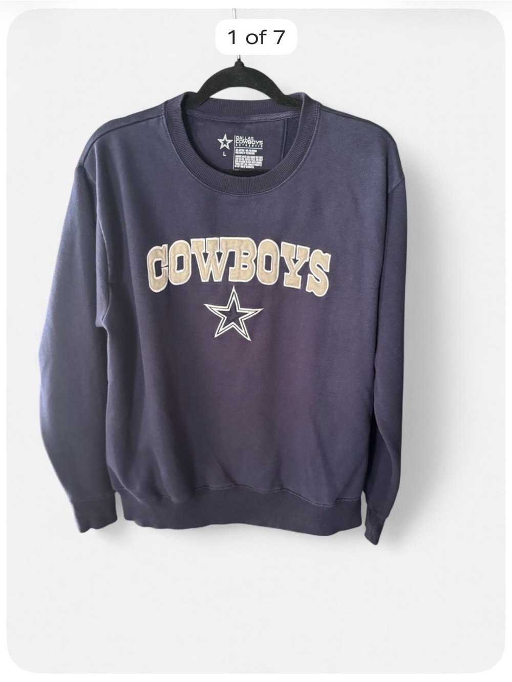Dallas Cowboys Men’s Large Navy Crewneck Sweatshirt Embroidered NFL Football